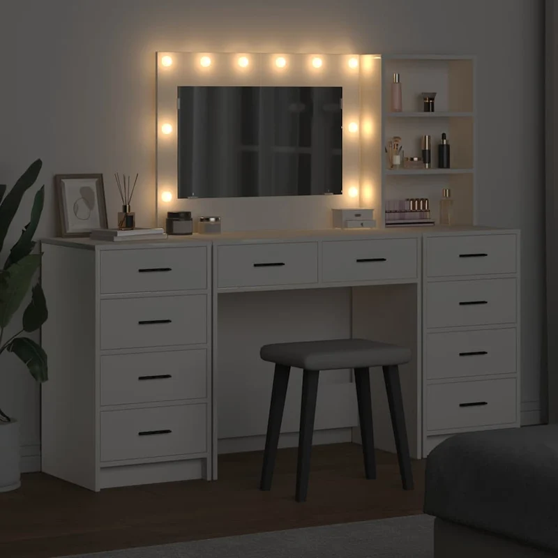 Dressing Table 3 pcs White 78.5 x 41 x 135 cm Engineered Wood
