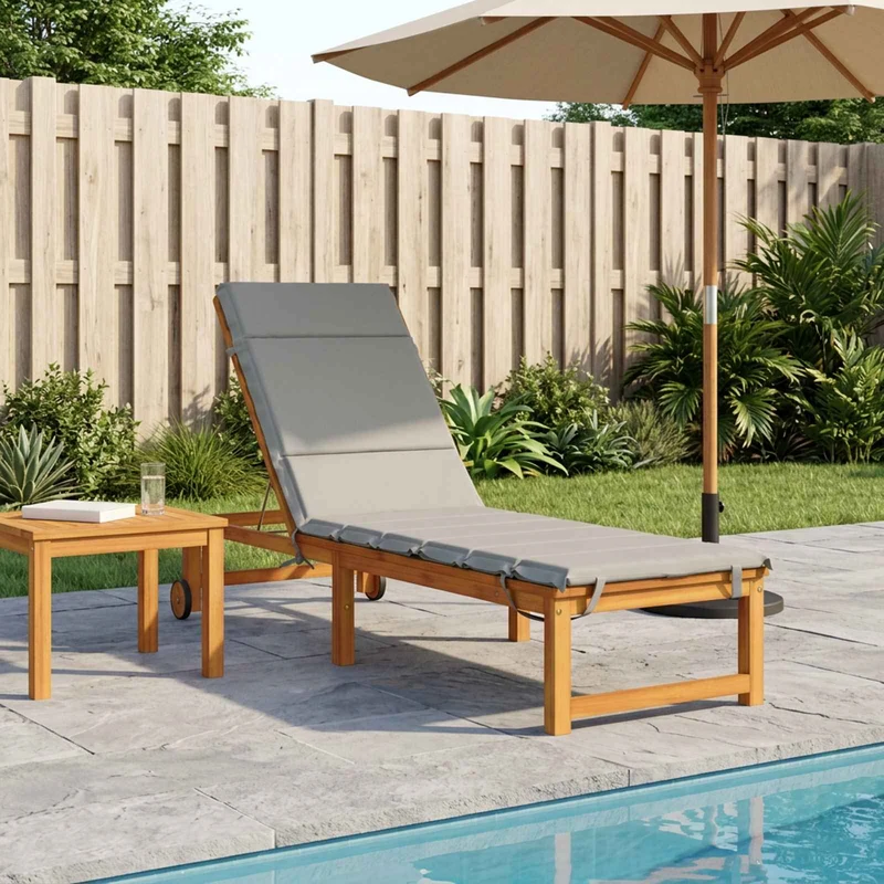 Sunlounger Cushion GEMERT 100% Polyester Grey 200 x 60 x 3 cm