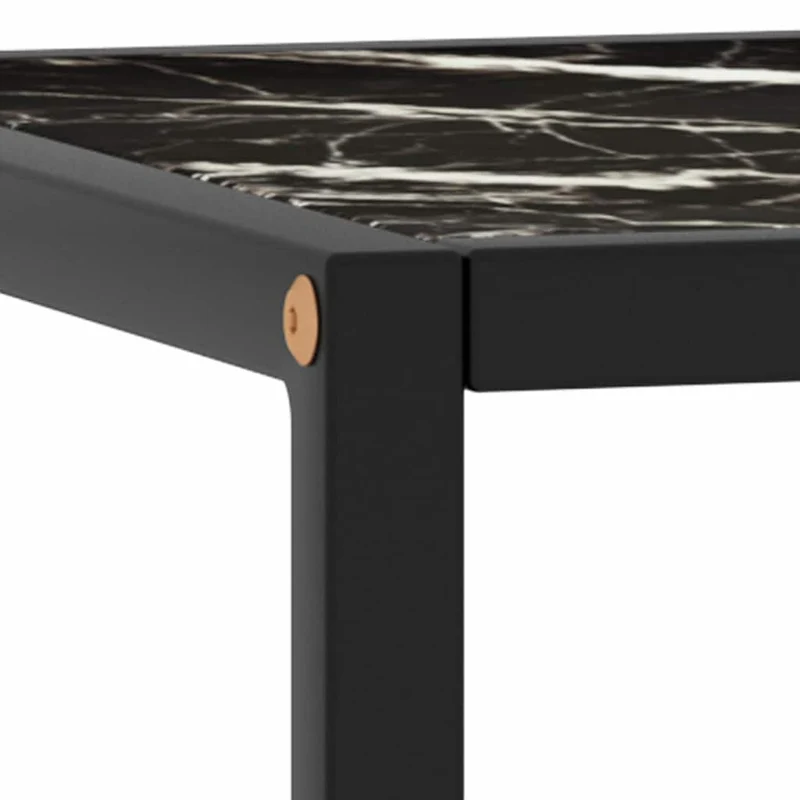 Coffee Table Black with Black Marble Glass 90x90x50 cm