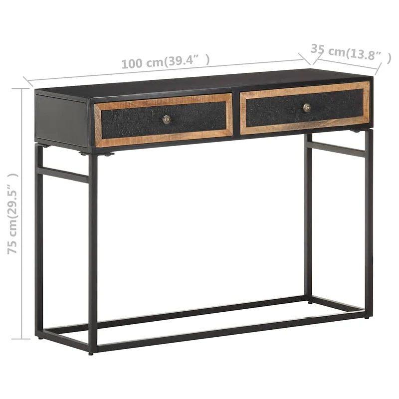 323151 vidaXL Console Table 100x35x75 cm Solid Mango Wood