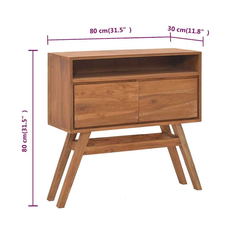 326135 vidaXL Console Table 80x30x80 cm Solid Teak Wood