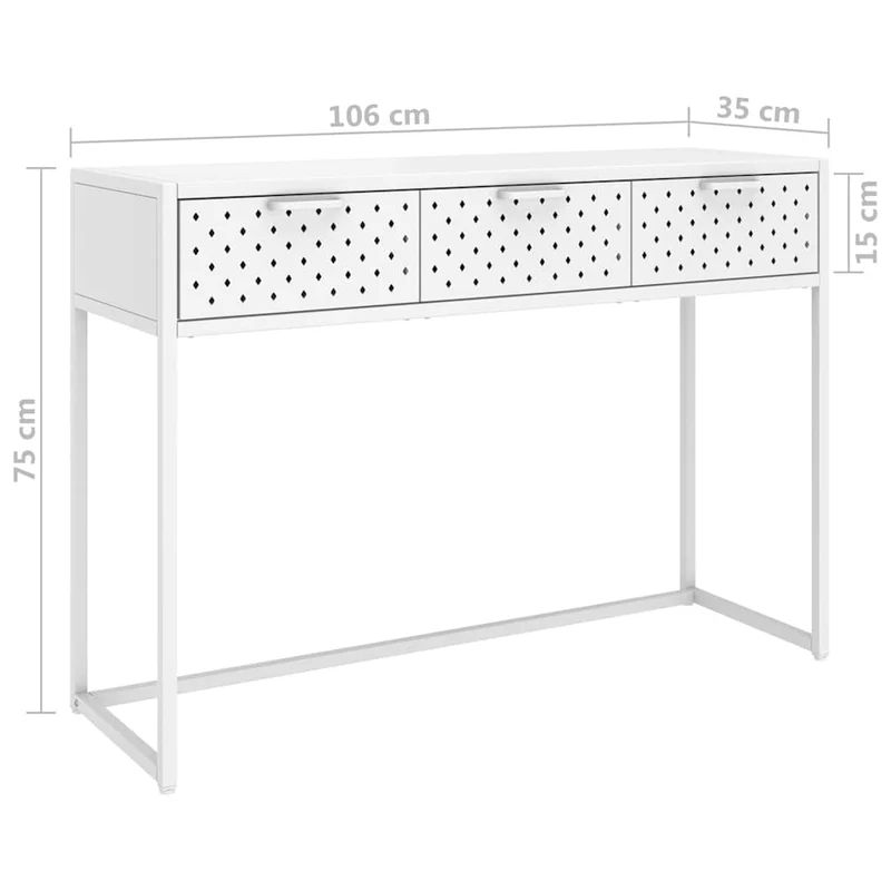 Console Table White 106x35x75 cm Steel
