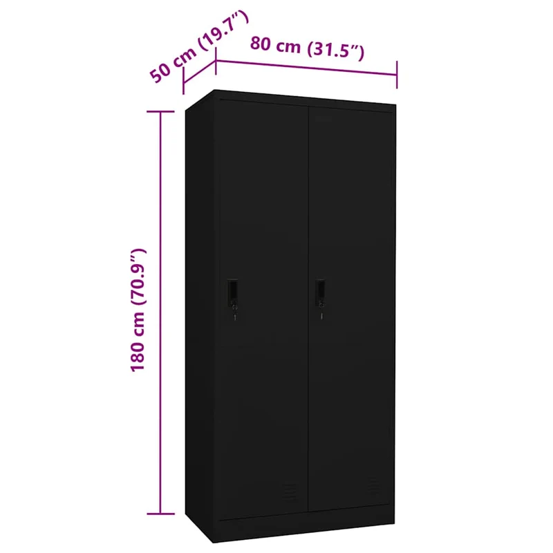 Wardrobe Black 80x50x180 cm Steel