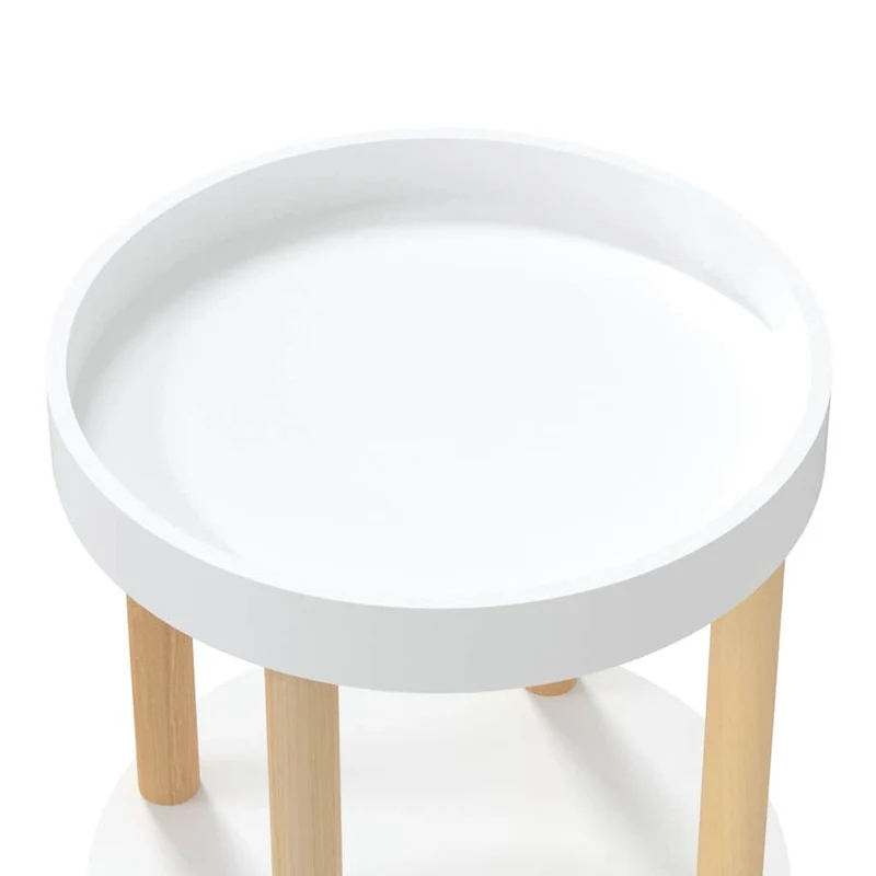 3-tier Trolley White 38x38x82cm Engineered Wood&Solid Wood Pine