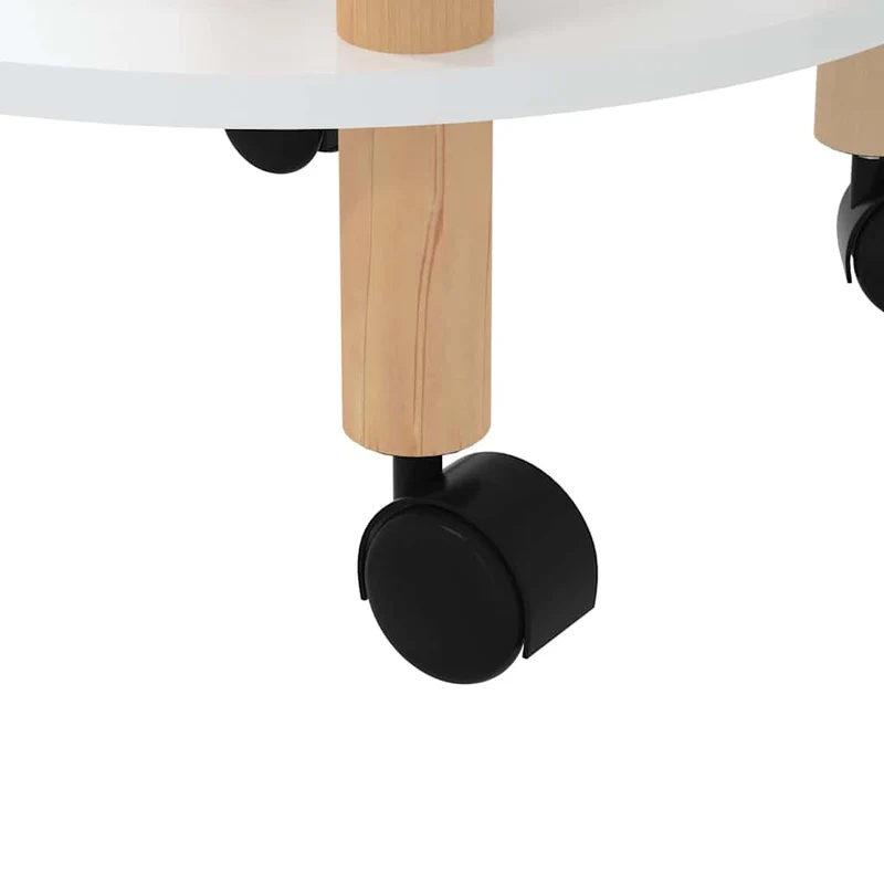 3-tier Trolley White 38x38x82cm Engineered Wood&Solid Wood Pine