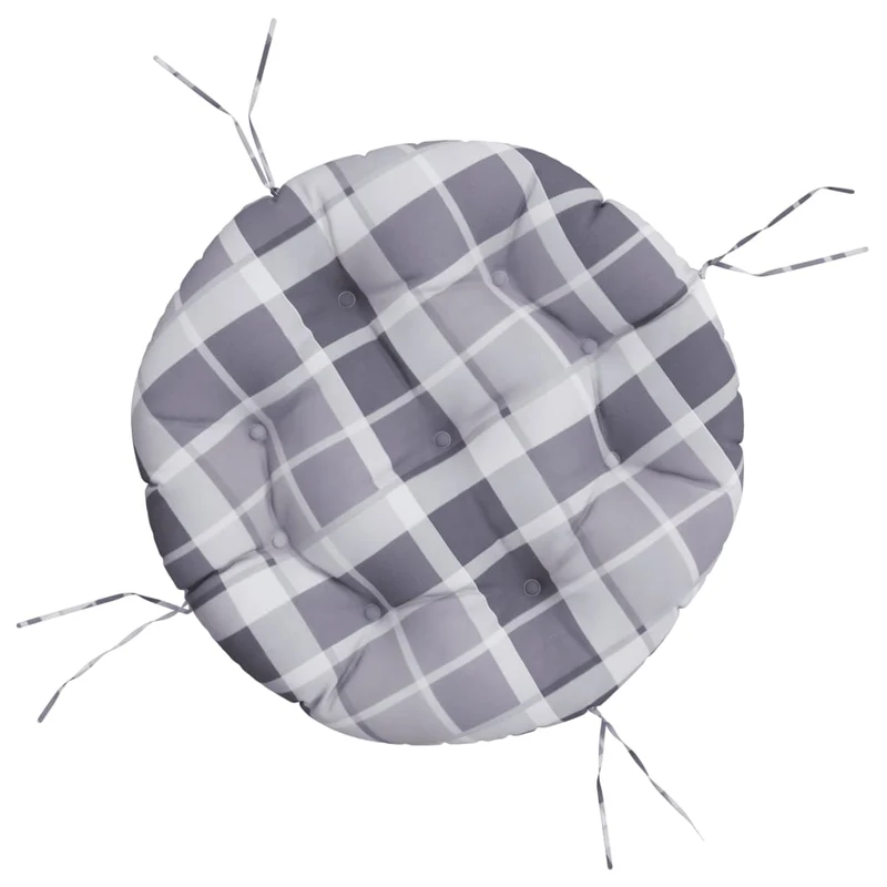 Round Cushion Grey Check Pattern Ø 60 x11 cm Oxford Fabric