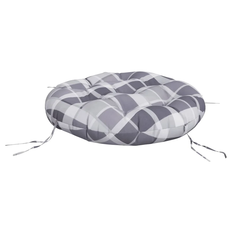 Round Cushion Grey Check Pattern Ø 60 x11 cm Oxford Fabric