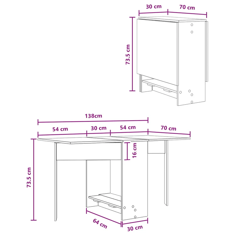 Dinning Table 138 x 70 x 73.5 cm Engineered Wood Old Wood