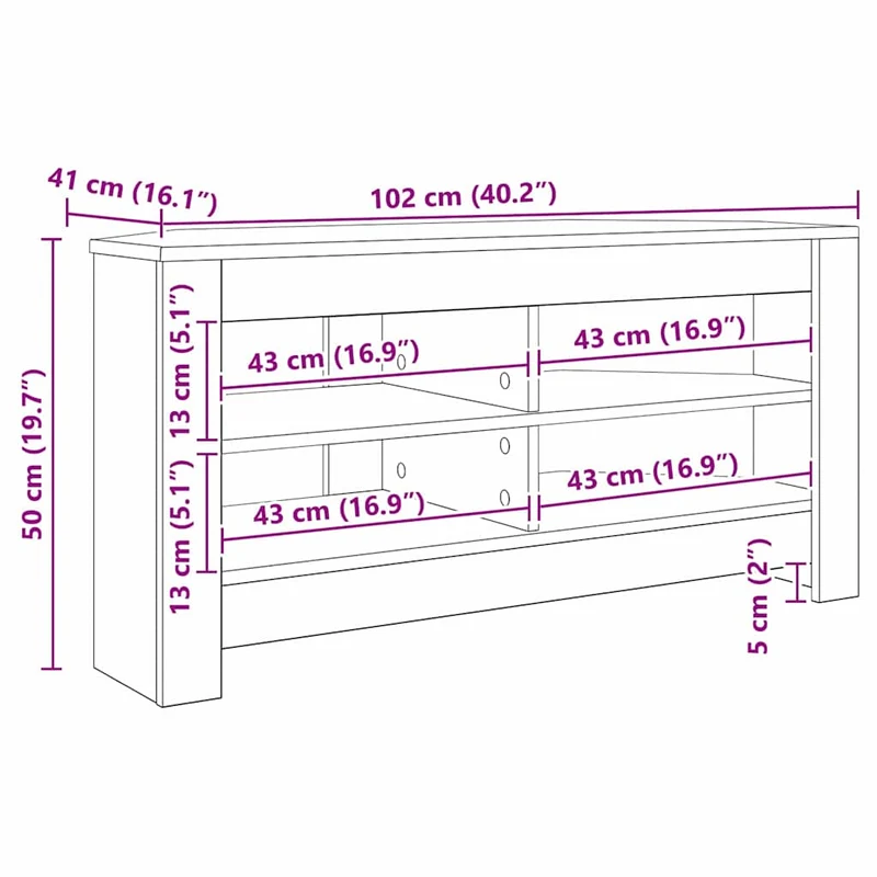 Corner TV Cabinet 102 x 41 x 50 cm Grey Sonoma