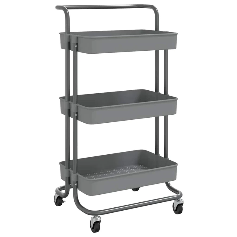336337 vidaXL 3-Tier Kitchen Trolley Grey 42x35x85 cm Iron and ABS