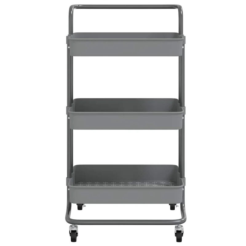 336337 vidaXL 3-Tier Kitchen Trolley Grey 42x35x85 cm Iron and ABS