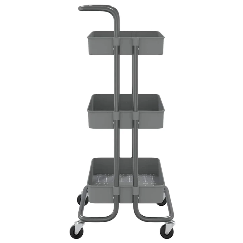 336337 vidaXL 3-Tier Kitchen Trolley Grey 42x35x85 cm Iron and ABS