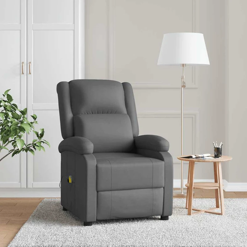 Massage Chair Grey Faux Leather