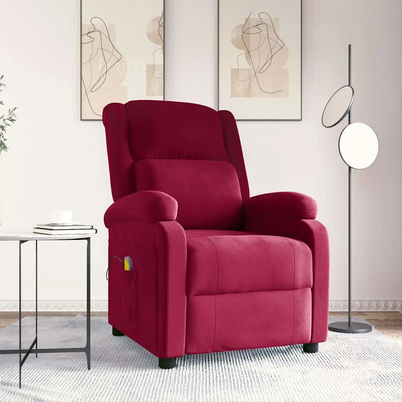 Massage Chair Wine Red Velvet