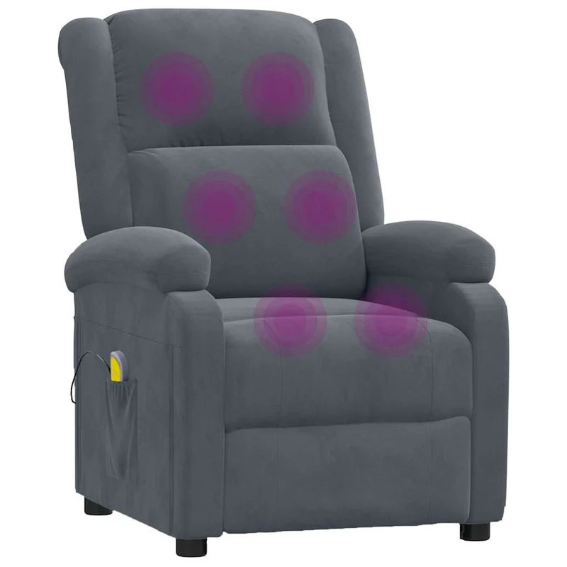 Massage Chair Dark Grey Velvet