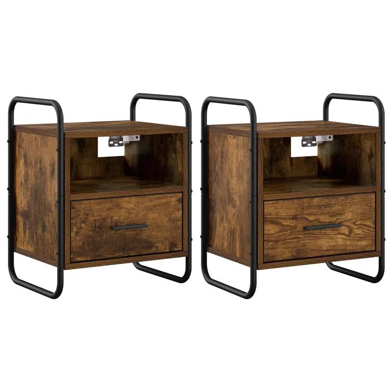 Hanging Bedside Cabinet 2 pcs Smoked Oak 40 x 30 x 50 cm