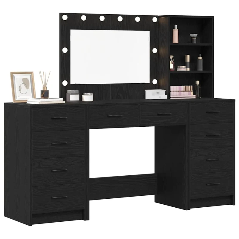 Dressing Table 3 pcs Black Oak 78.5 x 41 x 135 cm