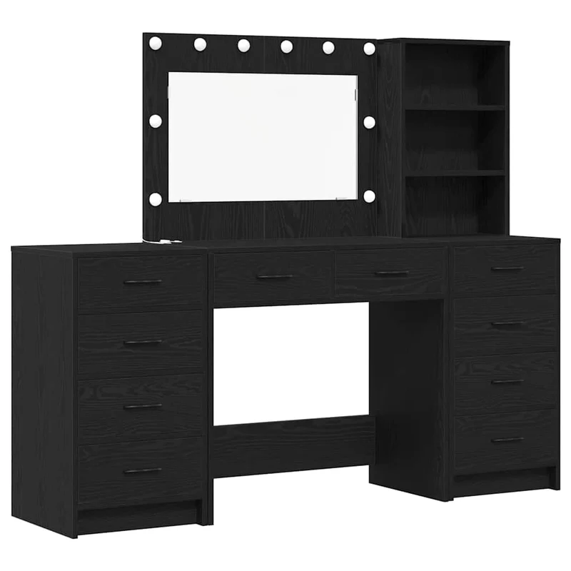 Dressing Table 3 pcs Black Oak 78.5 x 41 x 135 cm