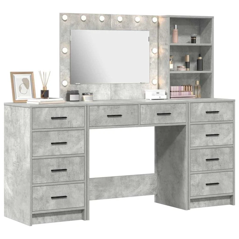 Dressing Table 3 pcs Concrete Grey 78.5 x 41 x 135 cm