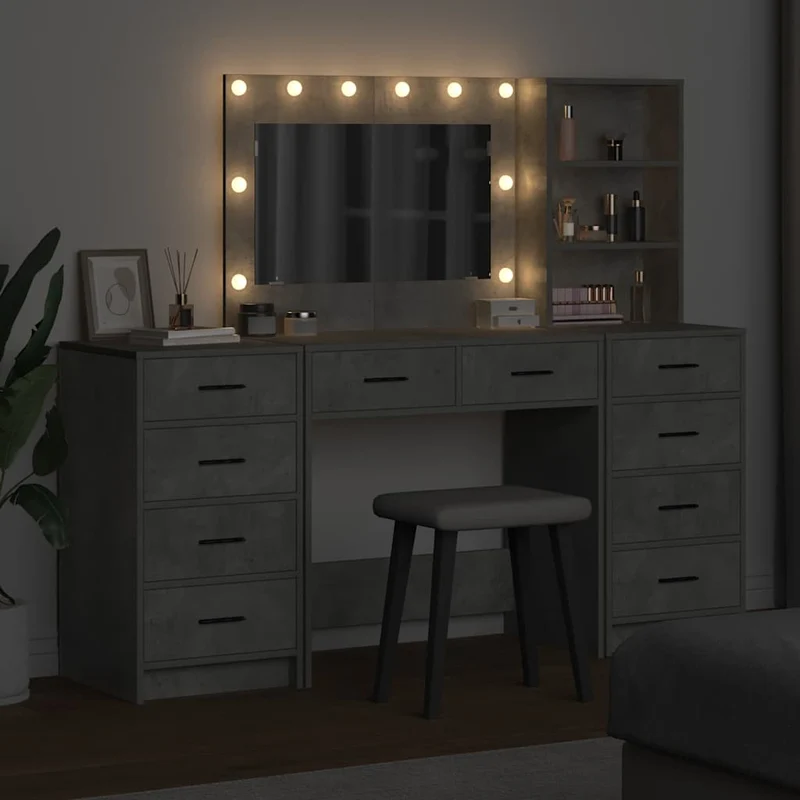 Dressing Table 3 pcs Concrete Grey 78.5 x 41 x 135 cm