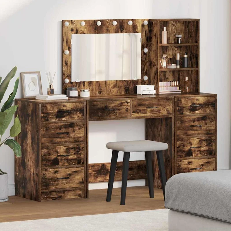 Dressing Table 3 pcs Smoked Oak 78.5 x 41 x 135 cm