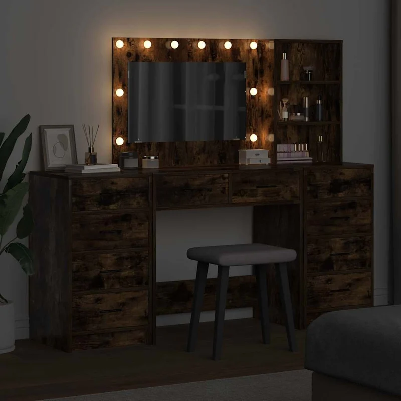 Dressing Table 3 pcs Smoked Oak 78.5 x 41 x 135 cm