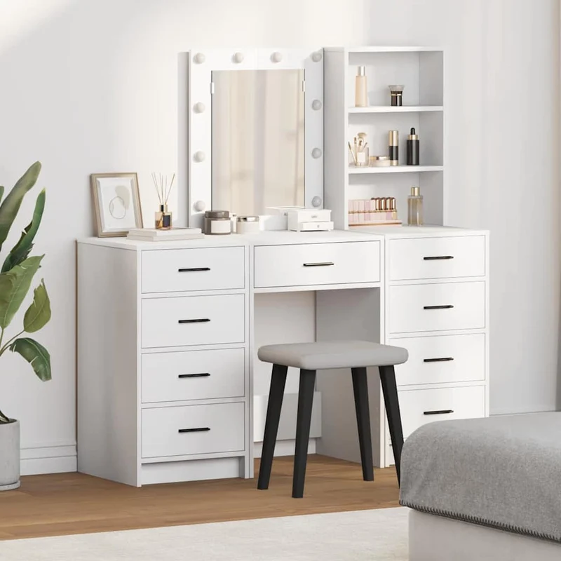Dressing Table 3 pcs White 40 x 41 x 135 cm Engineered Wood