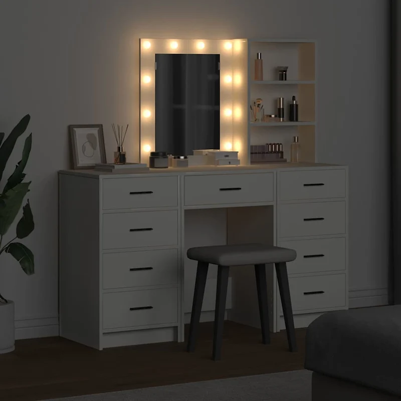 Dressing Table 3 pcs White 40 x 41 x 135 cm Engineered Wood