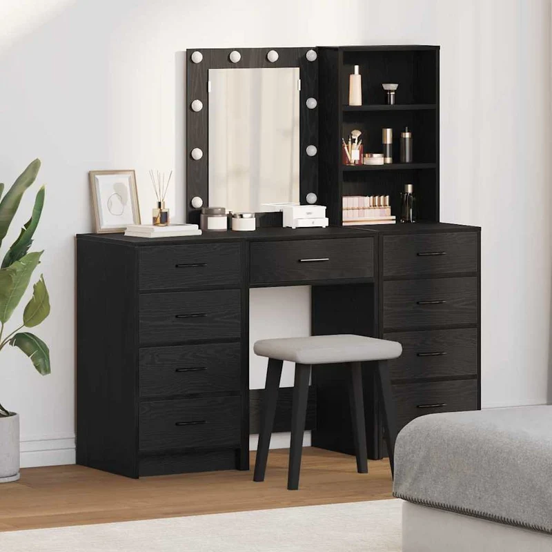 Dressing Table 3 pcs Black 40 x 41 x 135 cm Engineered Wood