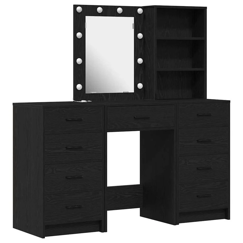 Dressing Table 3 pcs Black 40 x 41 x 135 cm Engineered Wood