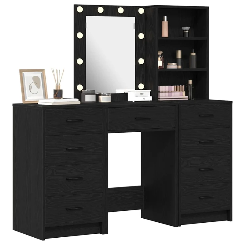 Dressing Table 3 pcs Black 40 x 41 x 135 cm Engineered Wood