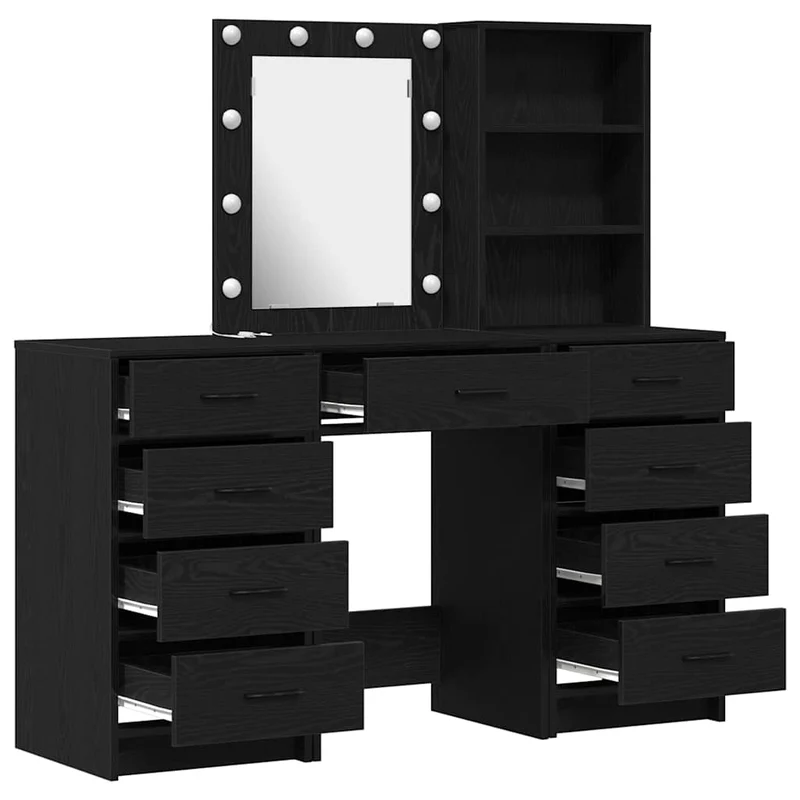 Dressing Table 3 pcs Black 40 x 41 x 135 cm Engineered Wood