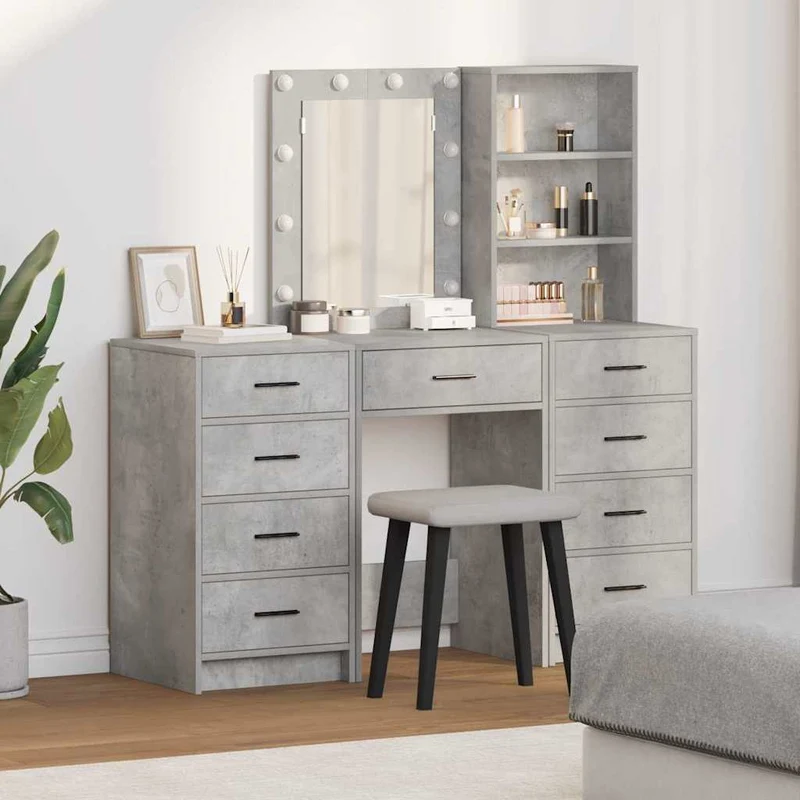 Dressing Table 3 pcs Grey 40 x 41 x 135 cm Engineered Wood