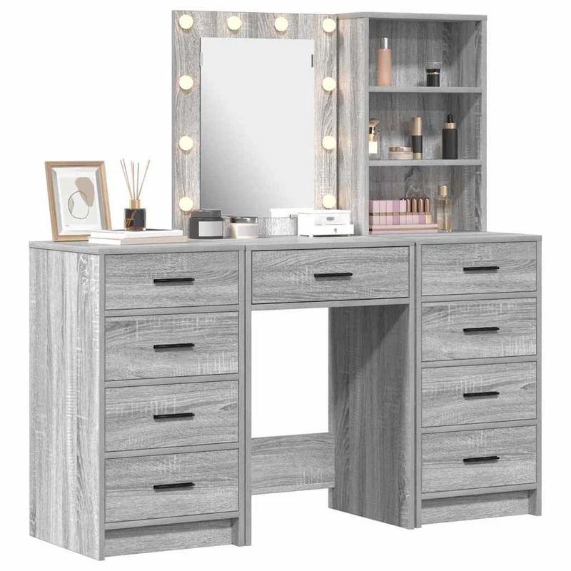 Dressing Table 3 pcs Grey 40 x 41 x 135 cm Engineered Wood