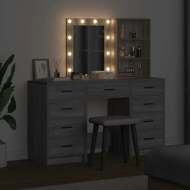 Dressing Table 3 pcs Grey 40 x 41 x 135 cm Engineered Wood