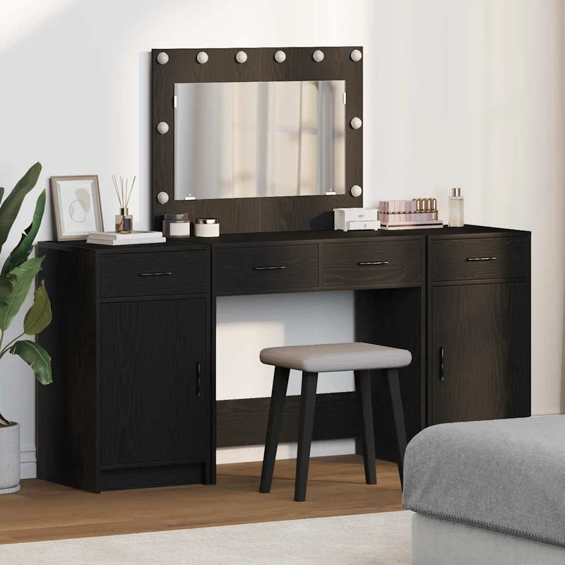 Dressing Table 3 pcs Black 78.5 x 41 x 135 cm Engineered Wood