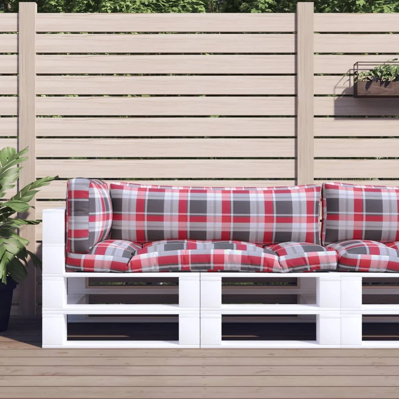 Pallet Cushions 3 pcs Red Check Fabric