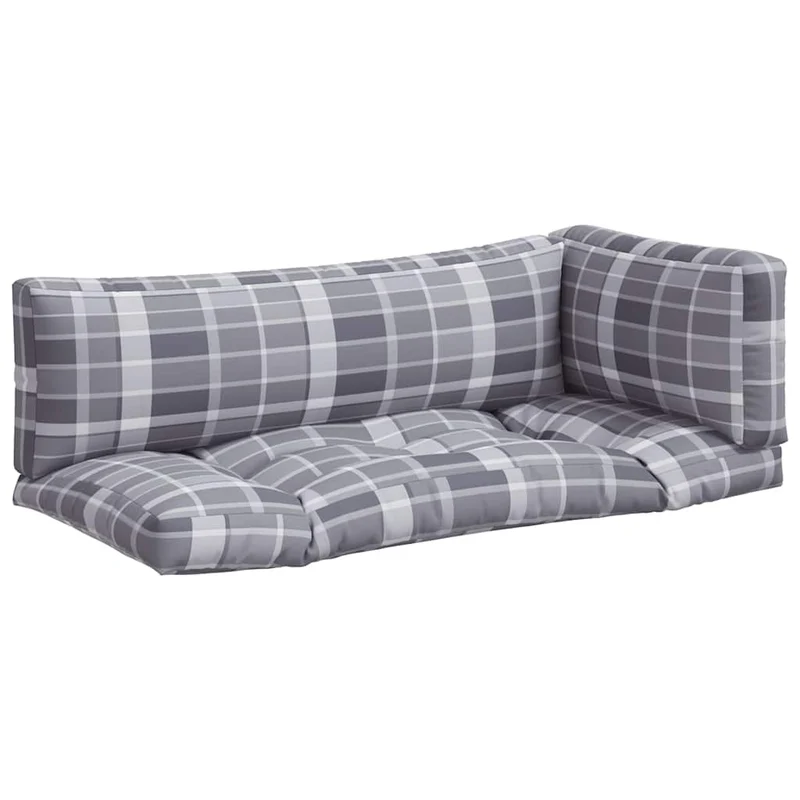 Pallet Cushions 3 pcs Grey Check Fabric