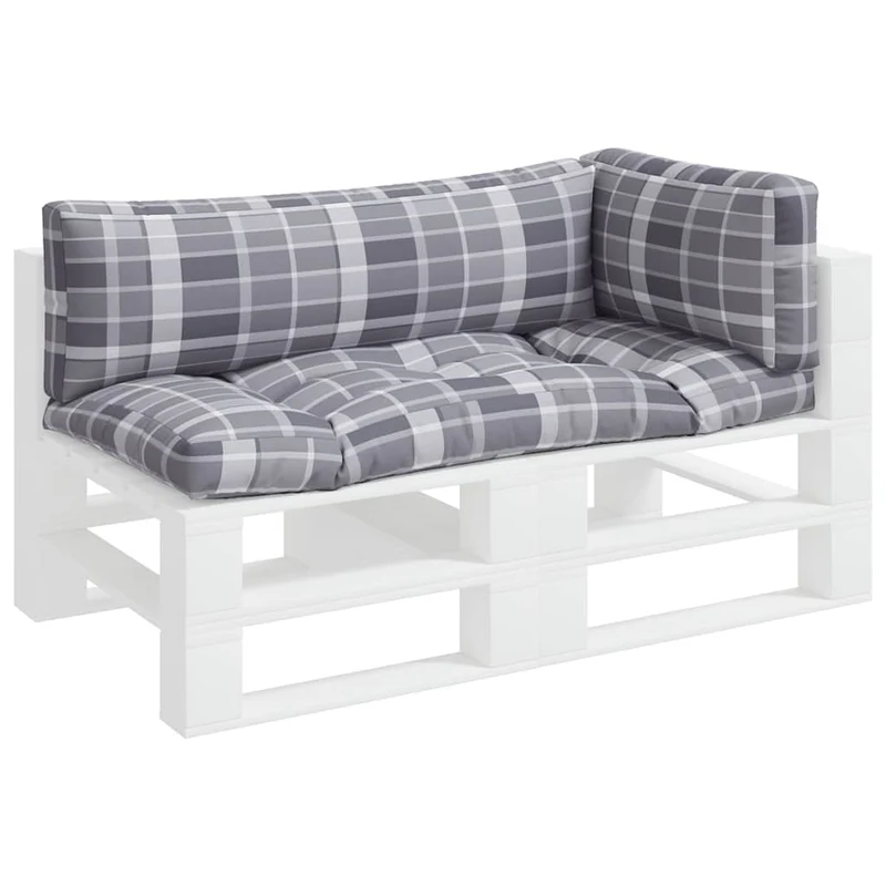 Pallet Cushions 3 pcs Grey Check Fabric