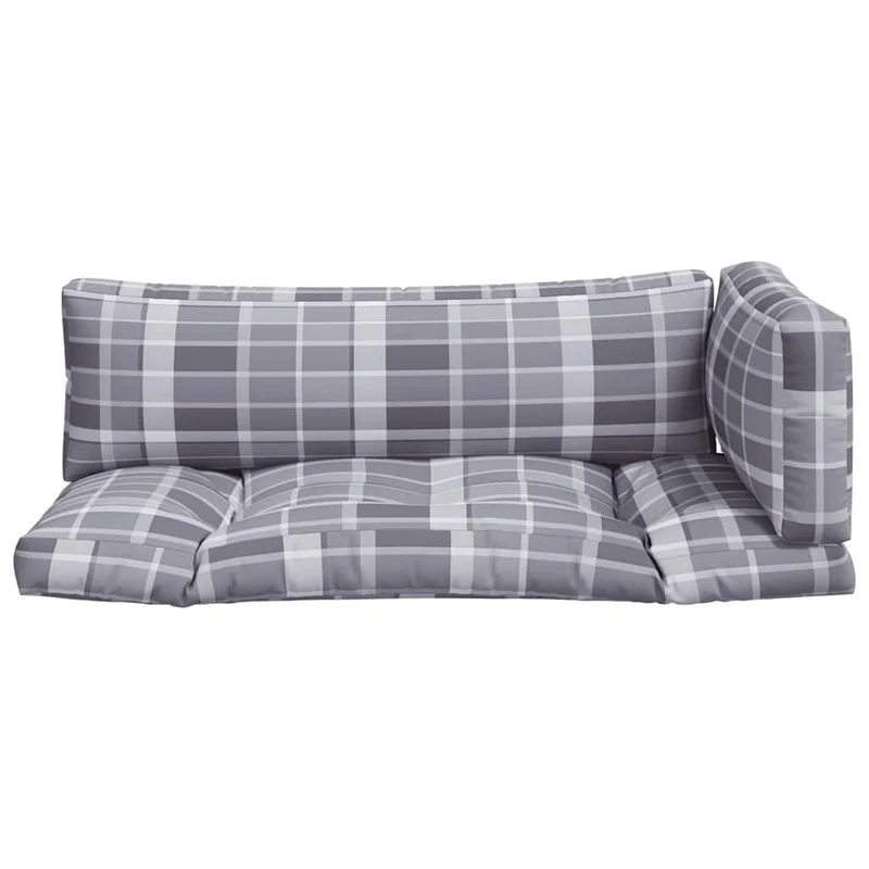 Pallet Cushions 3 pcs Grey Check Fabric