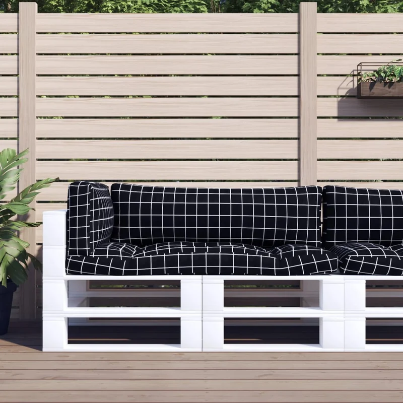 Pallet Cushions 3 pcs Black Check Pattern Oxford Fabric