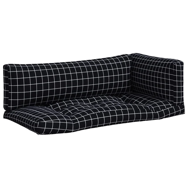 Pallet Cushions 3 pcs Black Check Pattern Oxford Fabric