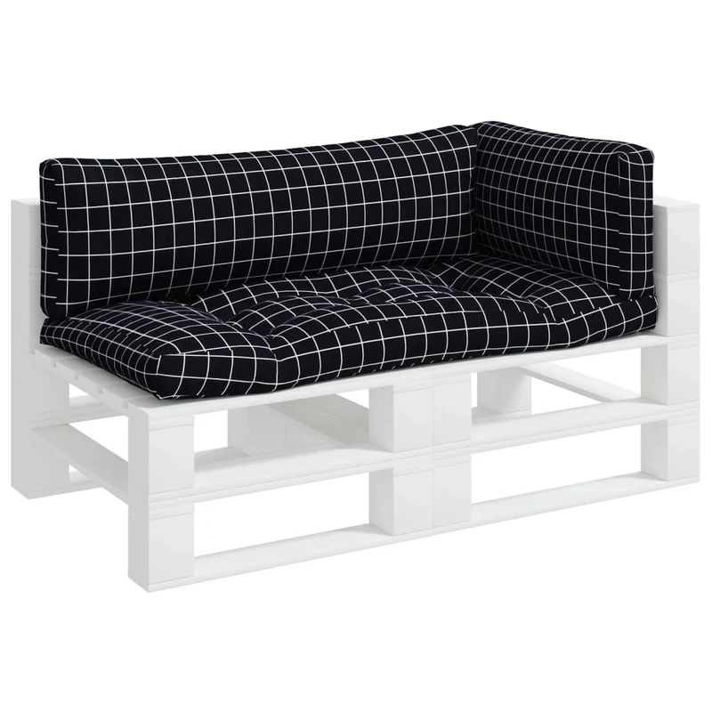 Pallet Cushions 3 pcs Black Check Pattern Oxford Fabric