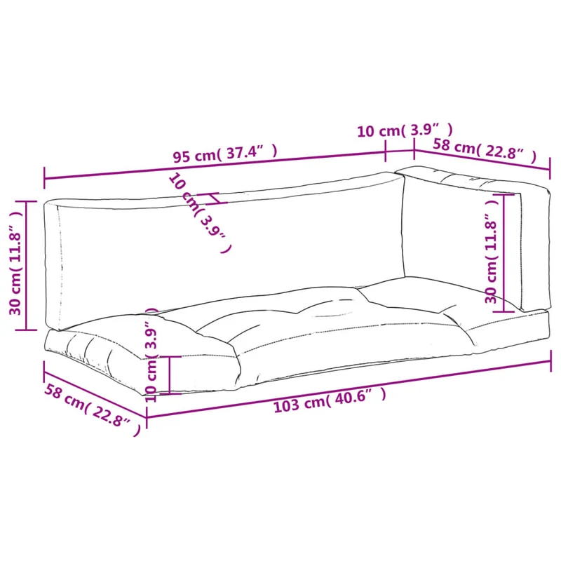 Pallet Cushions 3 pcs Pink Oxford Fabric
