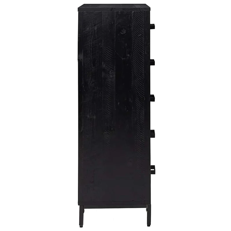 Chest of Drawers Black 42x35x110 cm Solid Pinewood