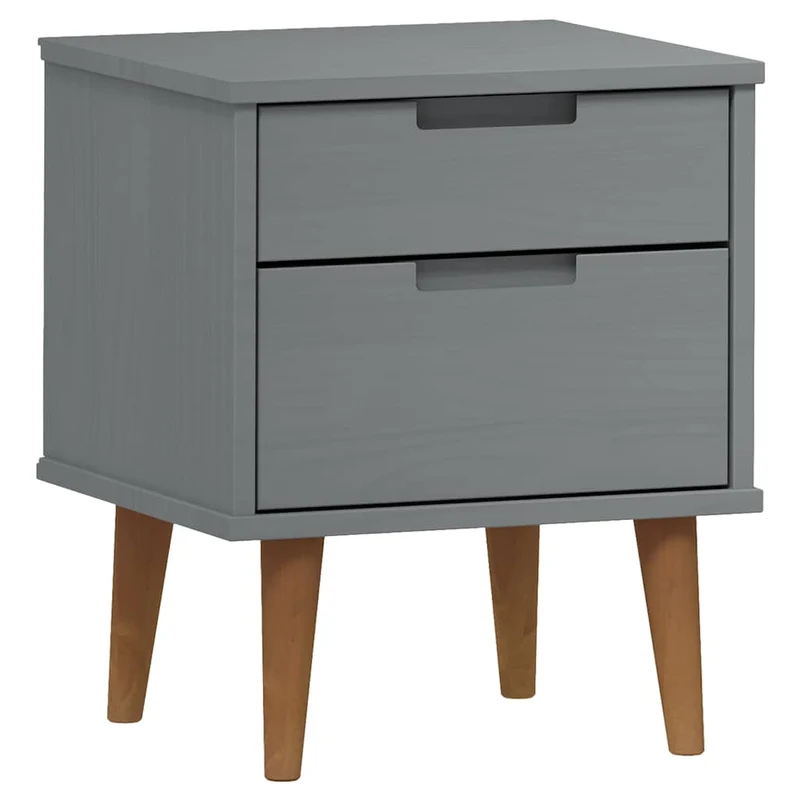Bedside Cabinet "MOLDE" Grey 40x35x48 cm Solid Wood Pine