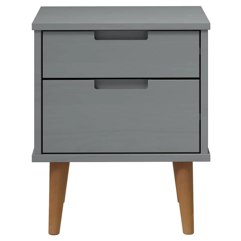 Bedside Cabinet "MOLDE" Grey 40x35x48 cm Solid Wood Pine