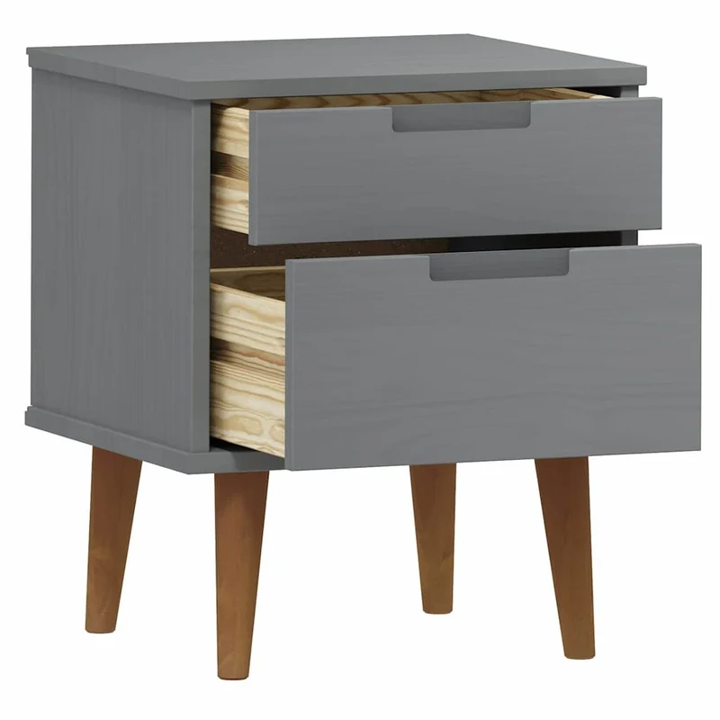 Bedside Cabinet "MOLDE" Grey 40x35x48 cm Solid Wood Pine