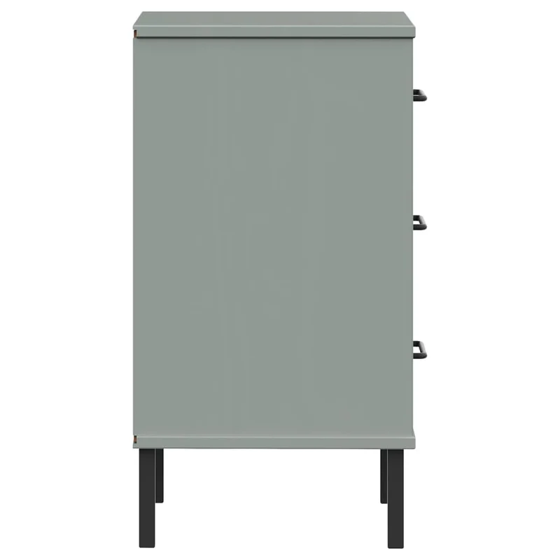 Bedside Cabinet with Metal Legs Grey Solid Wood Pine "OSLO