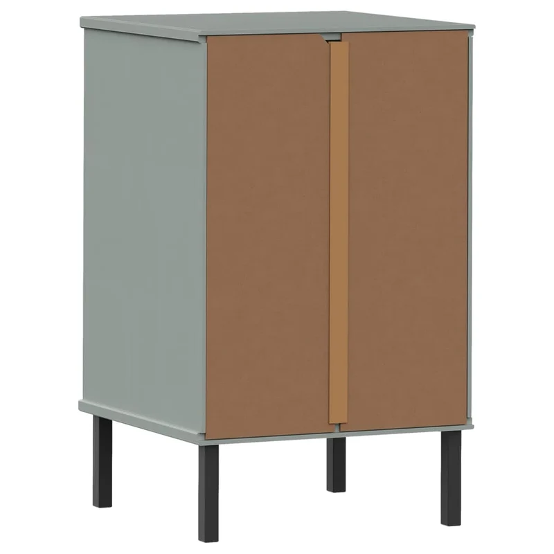 Bedside Cabinet with Metal Legs Grey Solid Wood Pine "OSLO